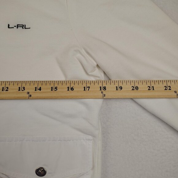 Lauren Ralph Lauren Sporty Bomber Jacket Womens sz M White Zip Preppy - Picture 11 of 11